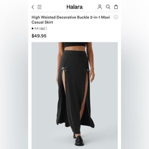 HALARA Black Decorative Buckle Maxi Skirt